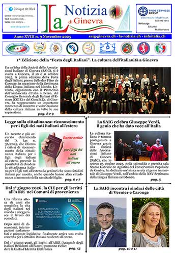 Il Numero di Novembre de “La Notizia di Ginevra”, adesso è consultabile in PDF