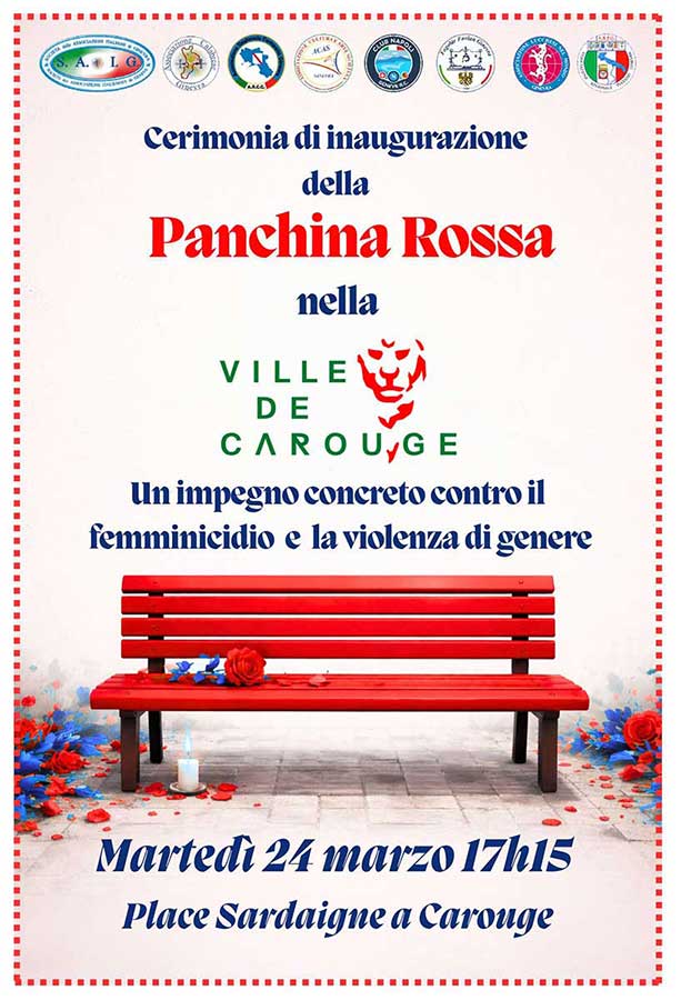 A Carouge una panchina rossa contro le violenze sulle donne A Carouge una panchina rossa contro le violenze sulle donne
