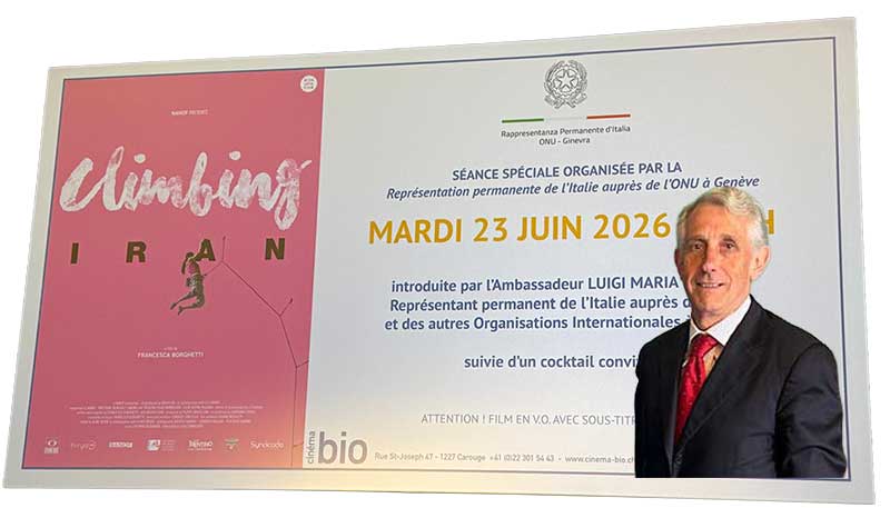 La Missione italiana all’ONU presenta Climbing Iran di Francesca Borghetti La Missione italiana all’ONU presenta Climbing Iran di Francesca Borghetti
